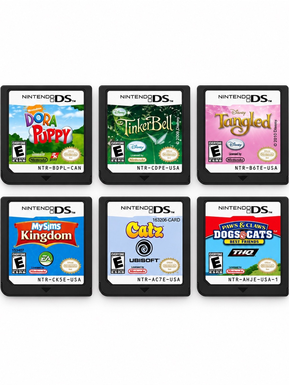 Nintendo DS 6 Game Lot Disney Tangled Tinker Bell Catz MySims Dora Puppy
